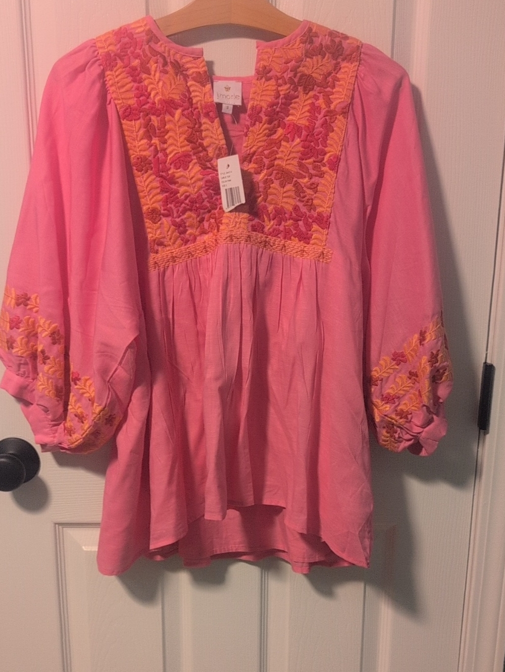 J Marie Women's Pink Embroidered Blouse - New With Tag
